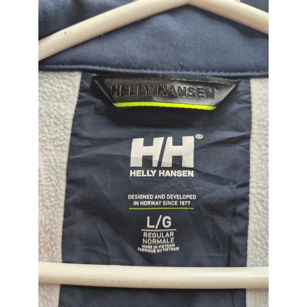 Helly Hansen Jacket Womens Large Blue White Striped Collared No Zip Casual